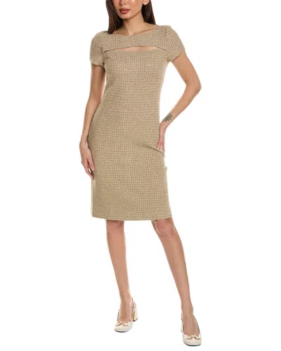 St John St. John Tinsel Tweed Sheath Dress In Brown
