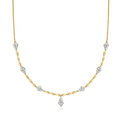 Shop Ross-simons Diamond Kite-shaped Station Necklace In 14kt Yellow Gold In Silver