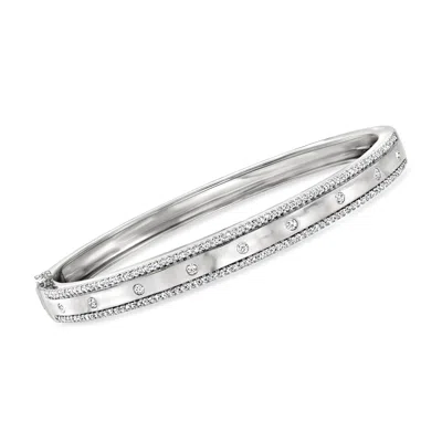 Ross-simons Diamond Studded Bangle Bracelet In Sterling Silver In Silver