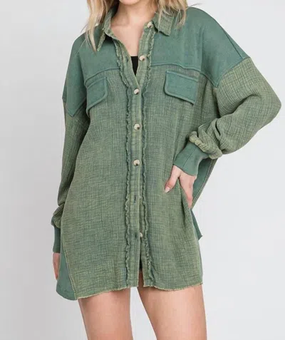 Shop Sewn And Seen Anna Button Down Shirt In Sage In Green