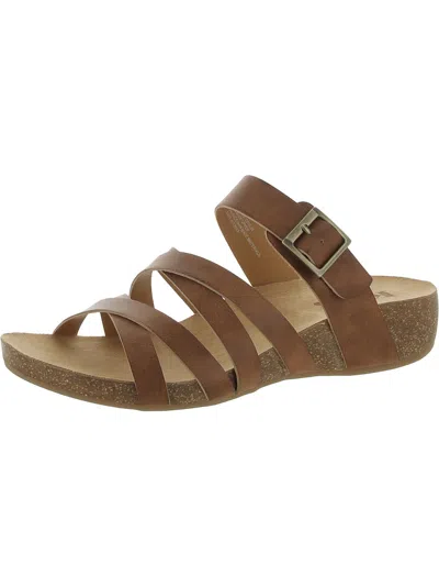 Shop Korks Aster Womens Faux Leather Slip On Slide Sandals In Brown