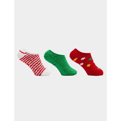 Shop Betsey Johnson Reindeer Slipper Sock Three Pack Multi In Green