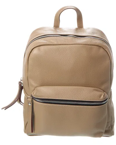 Shop Italian Leather Backpack In Beige