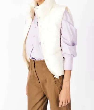Shop Deluc Marmi Puffer Gilet Vest In Off White In Purple