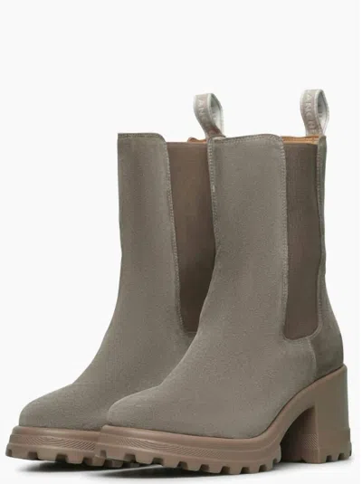 Shop Voile Blanche Claire Suede Boots In Olive Green In Grey