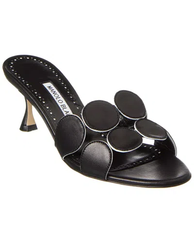Shop Manolo Blahnik Haribalmu 50 Leather Sandal In Black