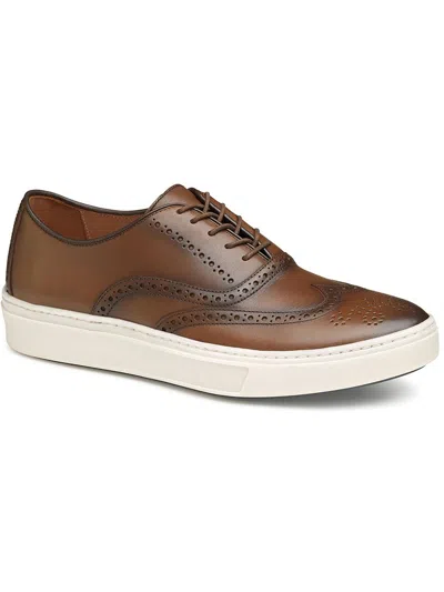 Shop Johnston & Murphy Hollins Mens Leather Lifestyle Casual And Fashion Sneakers In Brown