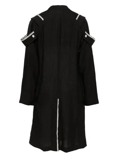 Shop Yohji Yamamoto Contrast-trim Ramie Coat