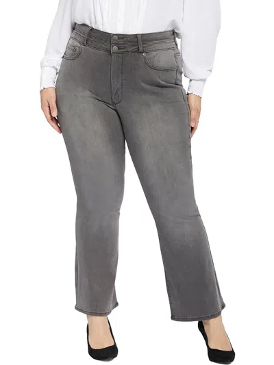 Shop Nydj Plus Ava Womens High-rise Slimming Flare Jeans In Grey