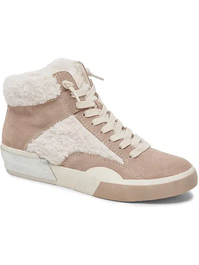 Shop Dolce Vita Zilvia Plush Womens Suede High Top Casual And Fashion Sneakers In Beige