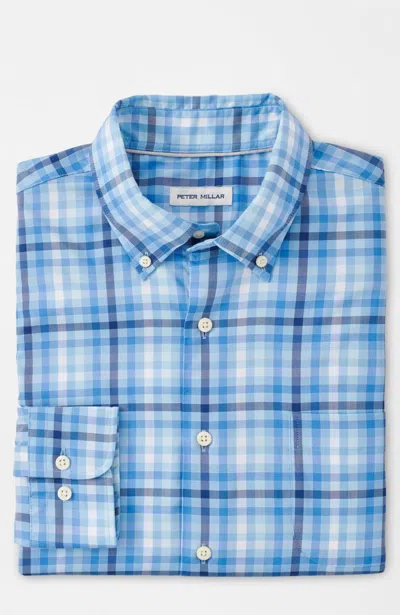 Shop Peter Millar Walker Cotton Stretch Sport Shirt In Cottage Blue