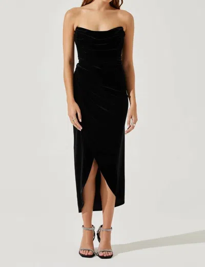 Shop Astr Meghan Velvet Midi Dress In Black