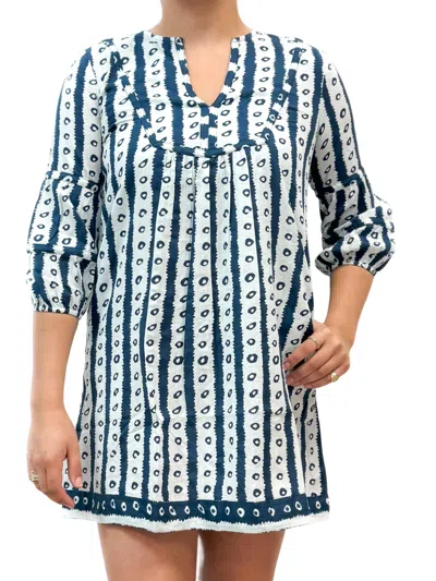 Shop La Plage Jordan Batik Stripes Tunic Dress In Navy/white In Blue