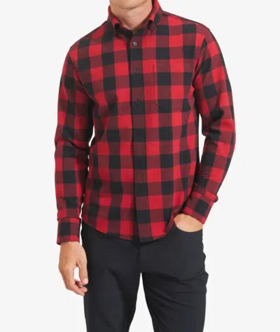 Shop Mizzen + Main City Flannel Shirt In Red/black