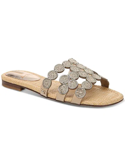 Shop Sam Edelman Bay Marche Womens Faux Leather Embellished Slide Sandals In Beige