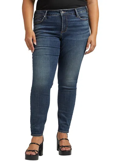 Shop Silver Jeans Co. Plus Elyse Womens Mid-rise Comfort Fit Skinny Jeans In Blue