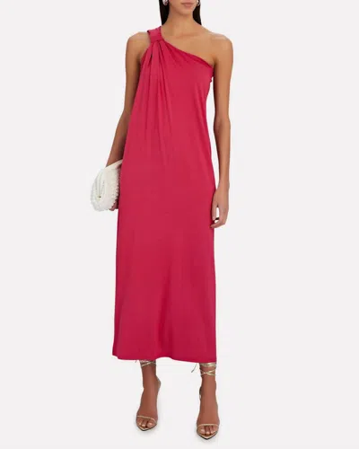 Shop Nili Lotan One-shoulder Maxi Dress In Fuschia Pink