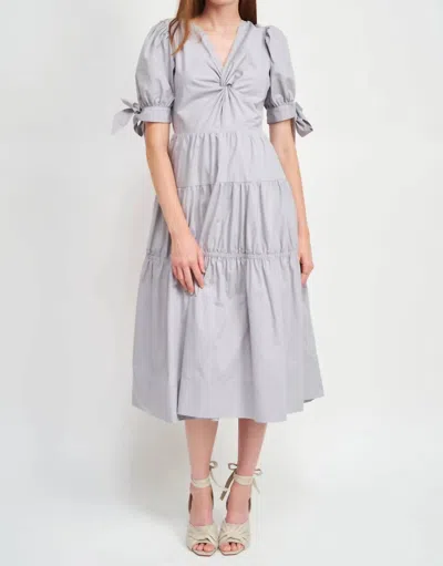 Shop En Saison Cotton Poplin Midi Dress In Pale Blue In Grey