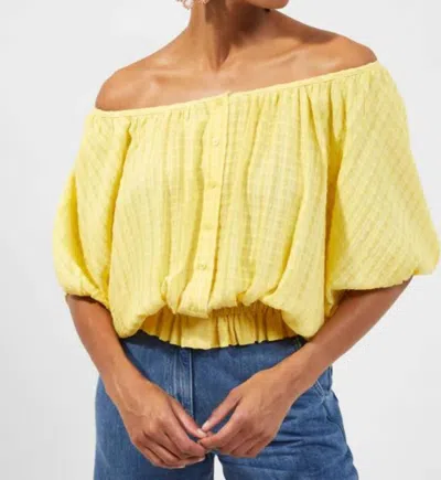 French Connection Artemas Broderie Scoop Neck Top In Blaze Yellow In Yellow