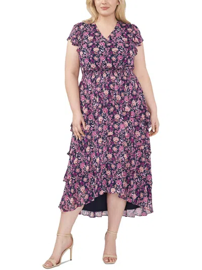 Shop Msk Plus Womens Tiered Long Sheath Dress In Purple