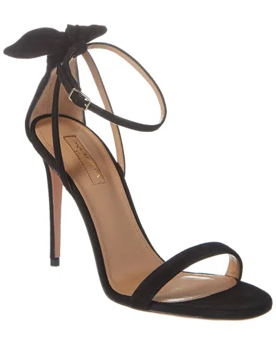 Shop Aquazzura Deneuve 105 Suede Sandal In Black