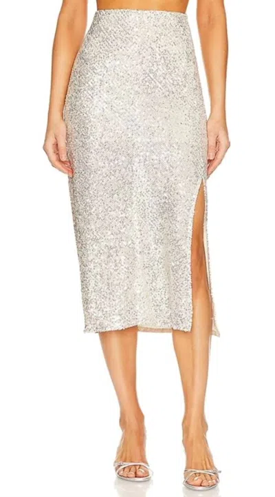 Shop Enza Costa Sequin Bias Skirt In Silver In Grey