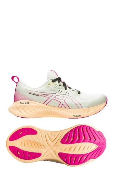 Shop Asics Women's Cumulus 25 Running Shoes In Whisper Green/pink Rave In White