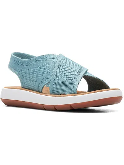 Shop Clarks Jemsa Dash Womens Knit Criss Cross Front Ankle Strap In Blue