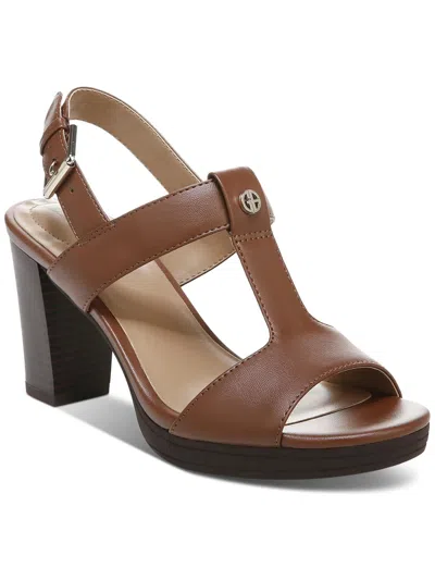 Shop Giani Bernini Paulette Womens Faux Leather Buckle Slingback Sandals In Brown