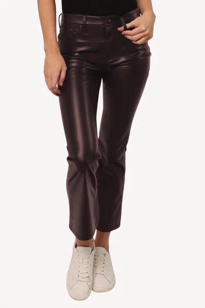 Dear John Denim Jeanne Super High Rise Cropped Flare Vegan Leather Pants In Black In Brown
