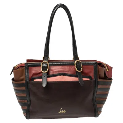 Shop Christian Louboutin Multicolor Leather Buckle Tote In Red