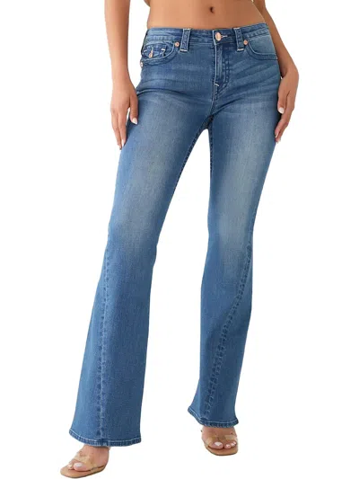 Shop True Religion Joey Womens Mid-rise Medium Wash Flare Jeans In Blue