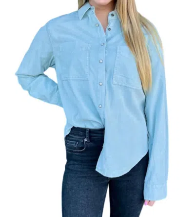 Shop Dylan Cord Tucker Shirt In Sioux Sky In Blue