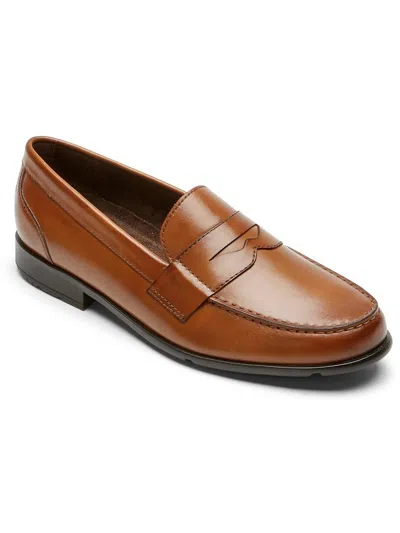 Shop Rockport Keaton Mens Leather Slip On Loafers In Brown