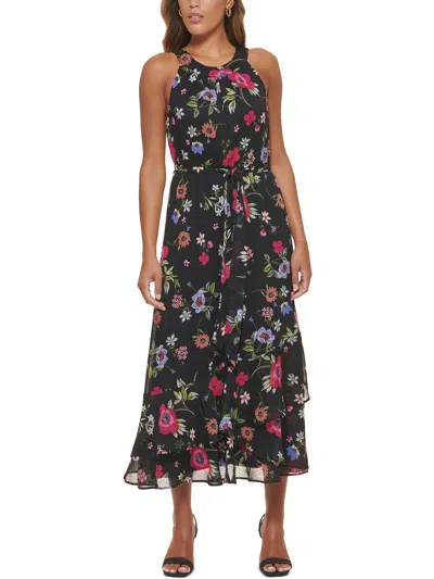 Shop Calvin Klein Petites Womens Floral Midi Halter Dress In Multi