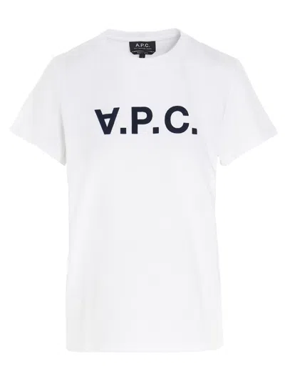 Shop Apc A.p.c. Flocked Logo T-shirt In White