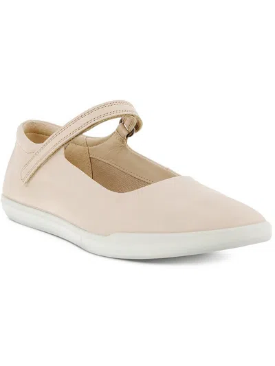Shop Ecco Simpil Womens Leather Flats Mary Janes In Beige