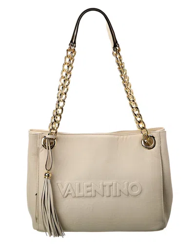 Shop Valentino By Mario Valentino Luisa Embossed Leather Shoulder Bag In Beige