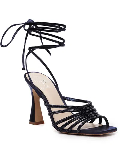 Shop Vince Camuto Rebitin Womens Satin Rhinestone Strappy Sandals In Black