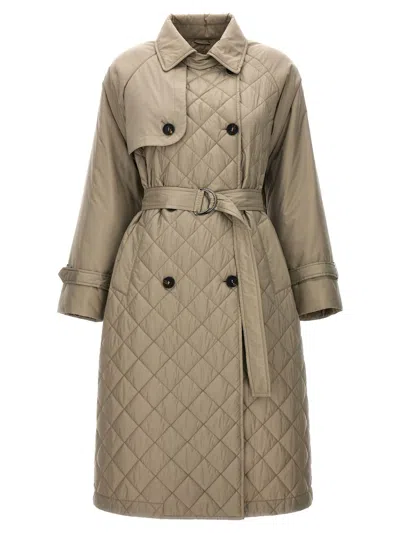 Shop Brunello Cucinelli Quilted Trench Coat In Beige
