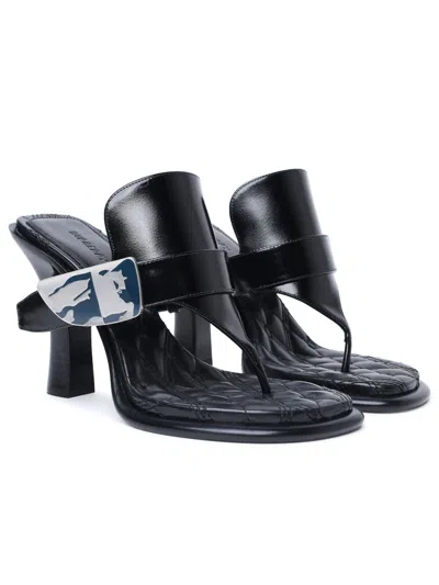 Shop Burberry 'bay' Black Leather Sandals