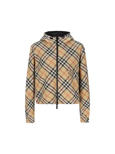 Shop Burberry Jackets In Sand Ip Check
