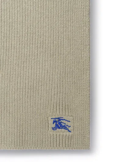 Shop Burberry Green Cashmere Scarf In Beige