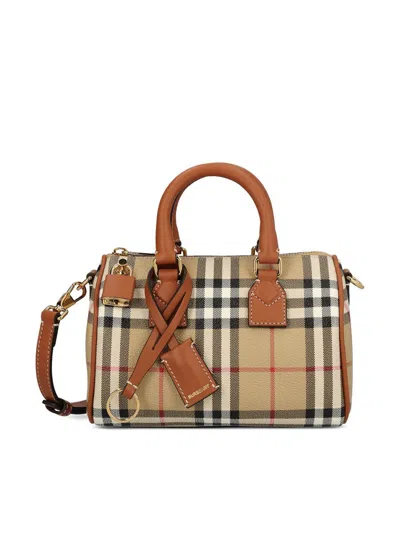 Shop Burberry Handbags In Vntg Chk/briar Brown