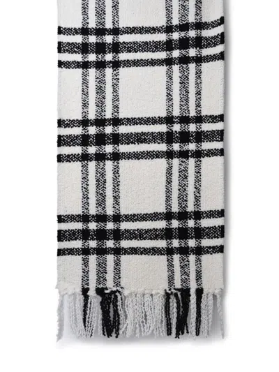 Shop Burberry White Wool Scarf