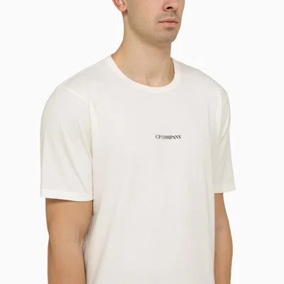 Shop C.p. Company Gauze-coloured Crew-neck T-shirt With Logo In White