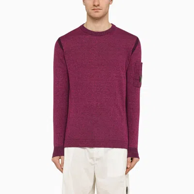 Shop C.p. Company Linen-blend Crew-neck Sweater In Red