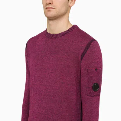 Shop C.p. Company Linen-blend Crew-neck Sweater In Red