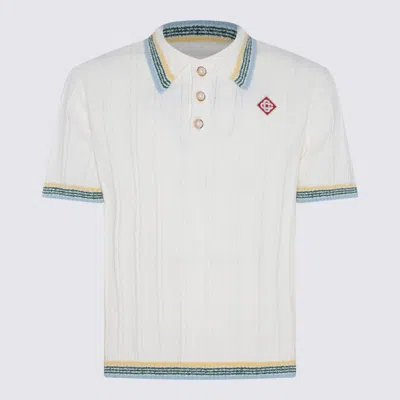 Shop Casablanca White Cotton Polo Shirt