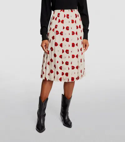 Shop Khaite Tudi Skirt In Black/cornflower In Beige